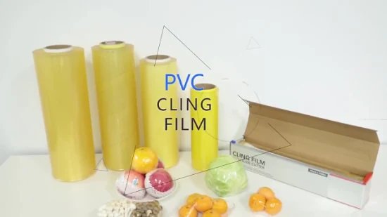 食品グレードの透明な PVC 粘着フィルム ラップ食品 PVC プラスチック ストレッチ フィルム